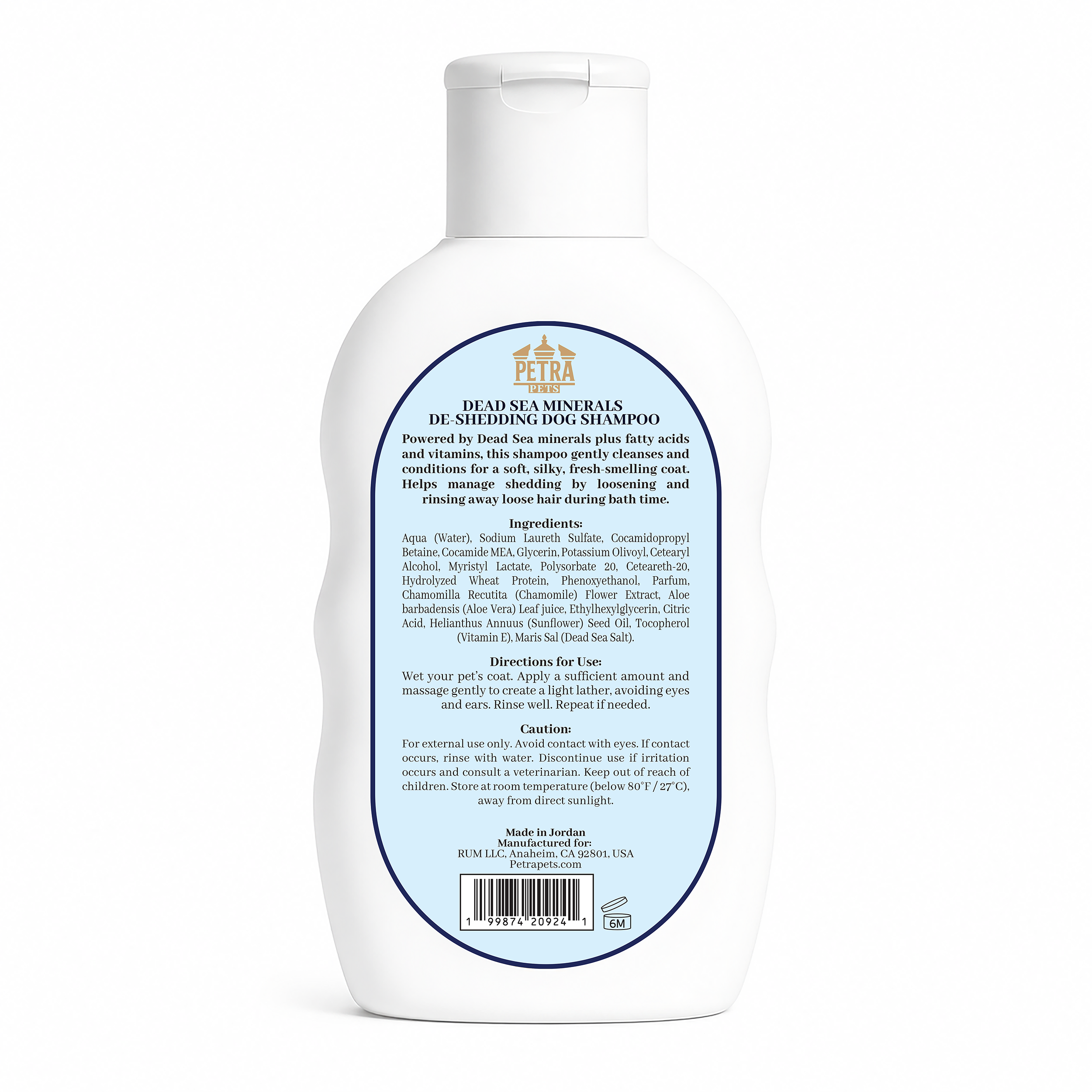 De-Shedding Dog Shampoo with Dead Sea Minerals