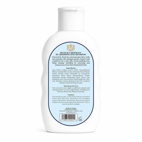 De-Shedding Dog Shampoo with Dead Sea Minerals